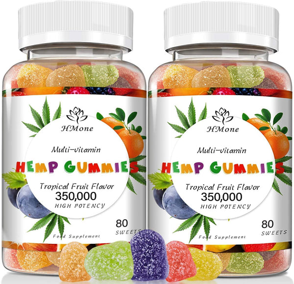 2-Pack Hemp Gummies: 160 Sweets | Tropical Fruit Flavor | 350,000mg