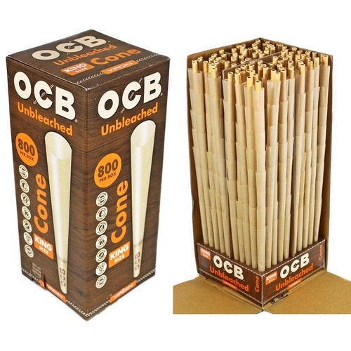 OCB Virgin Unbleached KING Bulk Cone 100 Pack~Cigarette Rolling Paper Free  Tube