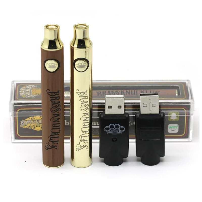 Hot Selling Brass Knuckles Battery 510 Thread 900mAh Black Gold Wood Ss  Preheat Adjustable Backwoods Cookies Bottom Voltage Adjustable USB Charger  Vape Pen - China Hot Selling Brass Knuckles Battery, 510 Thread