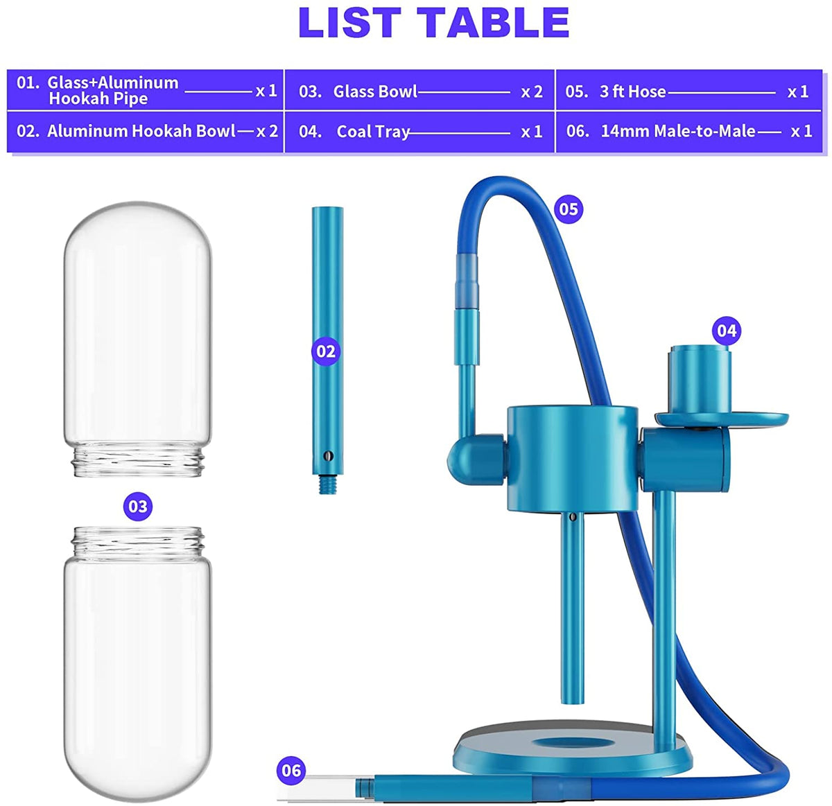 Gravity Bong / Hookah [Blue] | Glass Invertible/Rotating Gravity Bong
