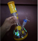 11″ Glass Dab Rigs / Beaker Bong (Bees & Flowers) | Water Bong Pipes - V-Station Store