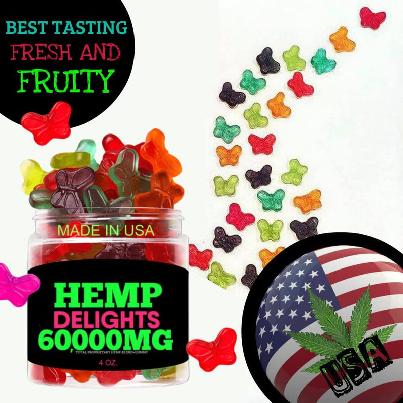 Natural Hemp Gummies: 4 OZ Fresh Fruity Gummies | Made In USA
