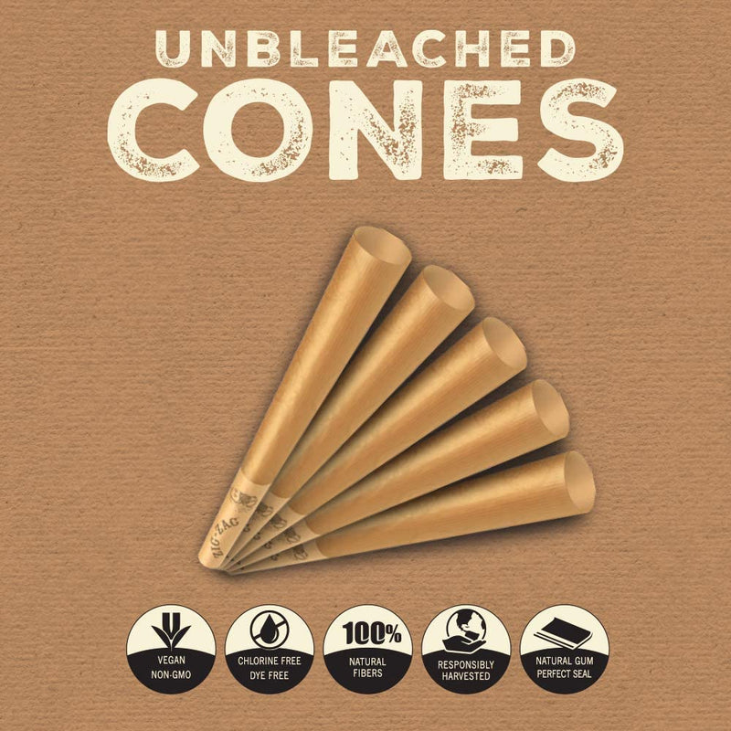 Monthly Smoking & Weed Subscription Box 1-¼ Size ZIG-ZAG Cones | Unbleached Pre-Rolled/Rolling Cones W/Tips