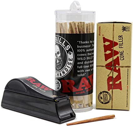 King Size RAW Cones Bundle: 55-Pack + Filler Machine | RAW Classic Pre-Rolled Cones - V-Station Store