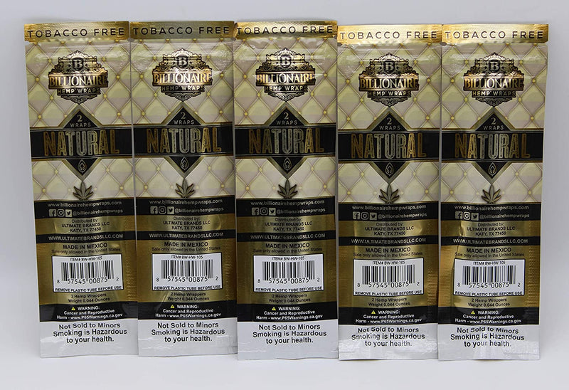 Pre-Rolled Cones & Rolling Papers 10-Wraps Box: Billionaire Hemp Wraps | All Flavors