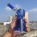 8" Glass Dab Rigs [Blue/Clear] | Water Bong Pipes - V-Station Store