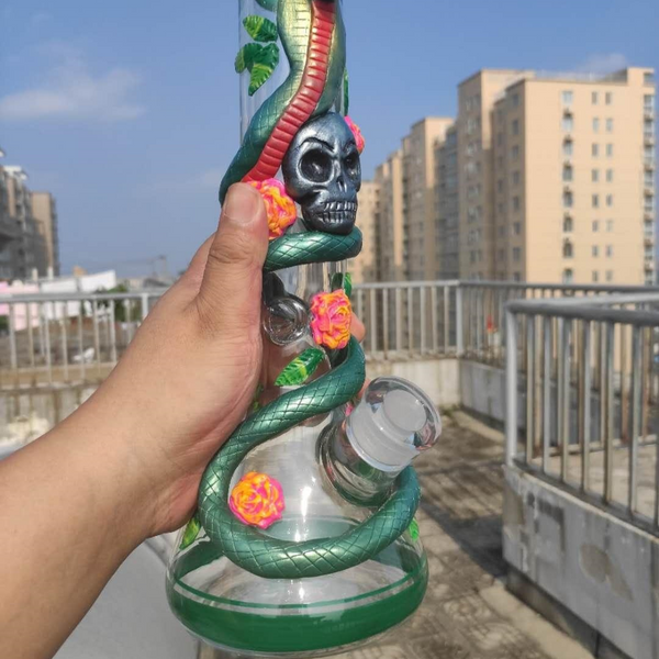 13" Skull/Snake Glass Dab Rigs | Beaker Bong | Water Bong Pipes - V-Station Store