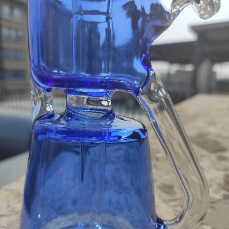 8" Glass Dab Rigs [Blue/Clear] | Water Bong Pipes - V-Station Store