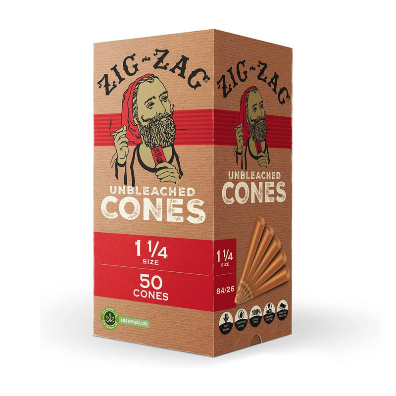Monthly Smoking & Weed Subscription Box 1-¼ Size ZIG-ZAG Cones | Unbleached Pre-Rolled/Rolling Cones W/Tips