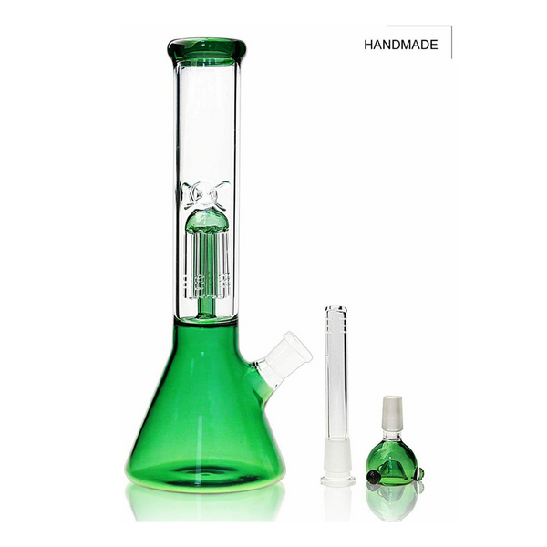 12″ Glass Dab Rigs / Beaker Bong With Perc. (Green Brain) | Water Pipes - V-Station Store