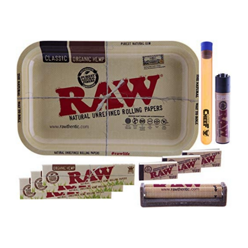 RAW All-In-One Bundle | Rolling Tray, Papers, Rolling Machine + Accessories