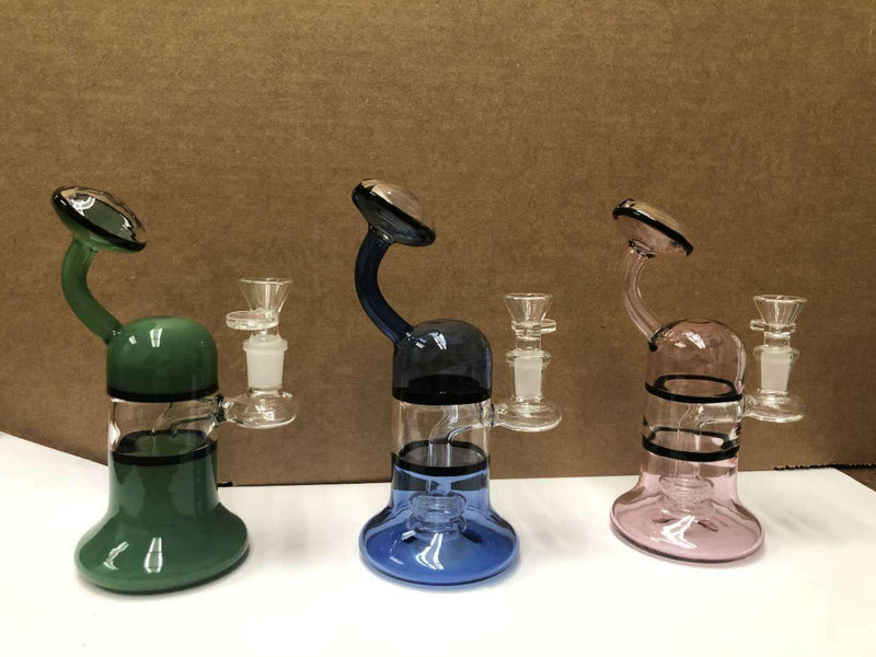 8″ Glass Dab Rigs W/ Perc. (Pink/Blue/Green) | Water Bong Pipes - V-Station Store