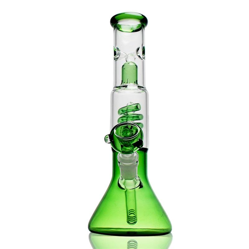 12″ Glass Dab Rigs / Beaker Bong With Perc. (Green) | Water Pipes - V-Station Store