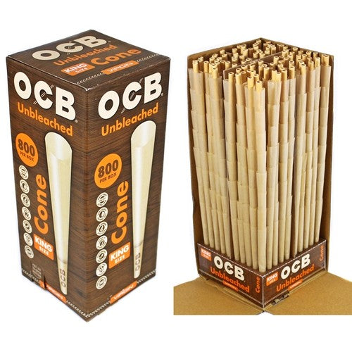 Monthly Smoking & Weed Subscription Box 1-¼ Size OCB Cones: 800-Pack | Virgin Unbleached Pre-Rolled Cones