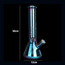 12″ Glass Dab Rigs | Water Beaker Bong With Perc. (Metallic Rainbow) - V-Station Store