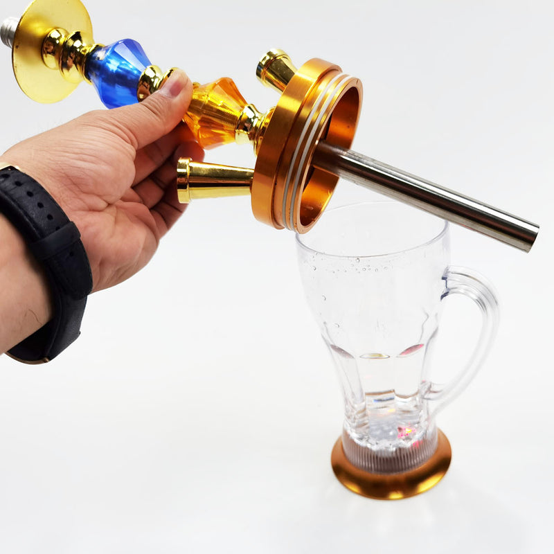 16" Golden Glass Water Pipe Hookah-Narguile-Shisha W/ Lights - V-Station Store