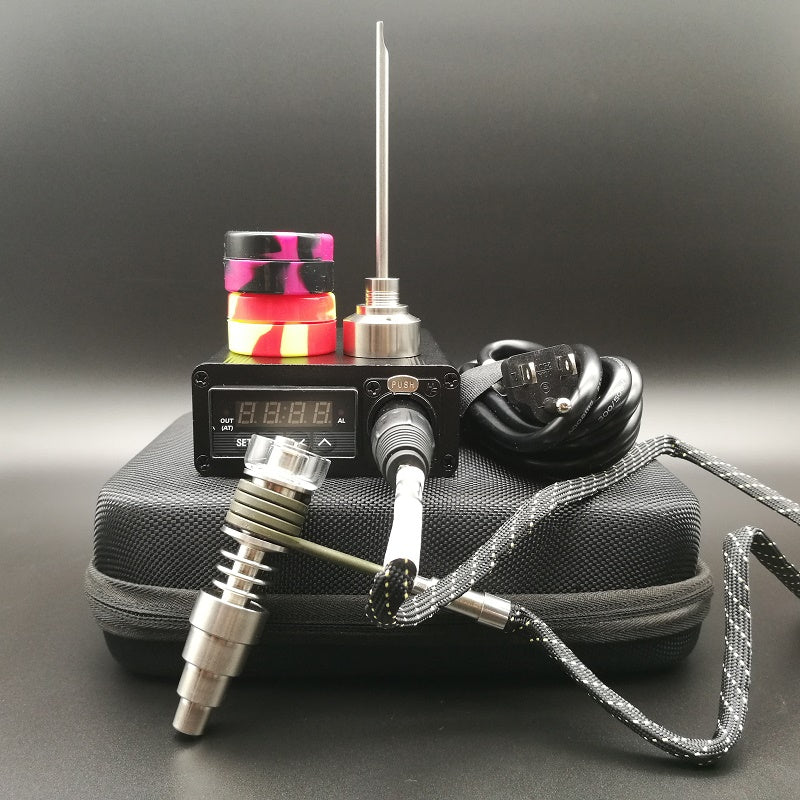 Electric E-Nail Dab Kit W/ Deluxe Golden Glass Dab Rig/Bong