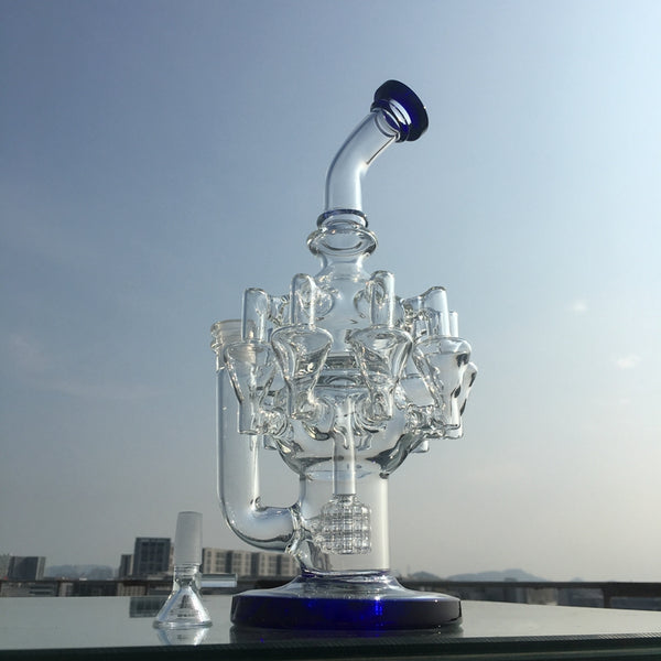 12" Deluxe Glass Dab Rigs [Octopus Style] | Water Bong Pipes - V-Station Store
