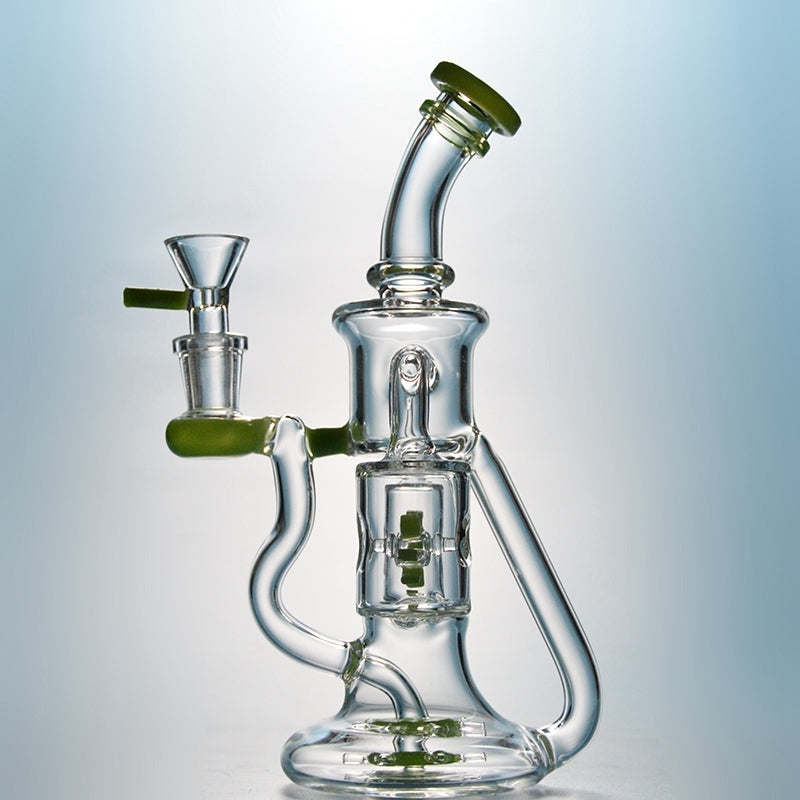 9" Deluxe Glass Dab Rigs [2-Square Design] | Water Bong Pipes - V-Station Store