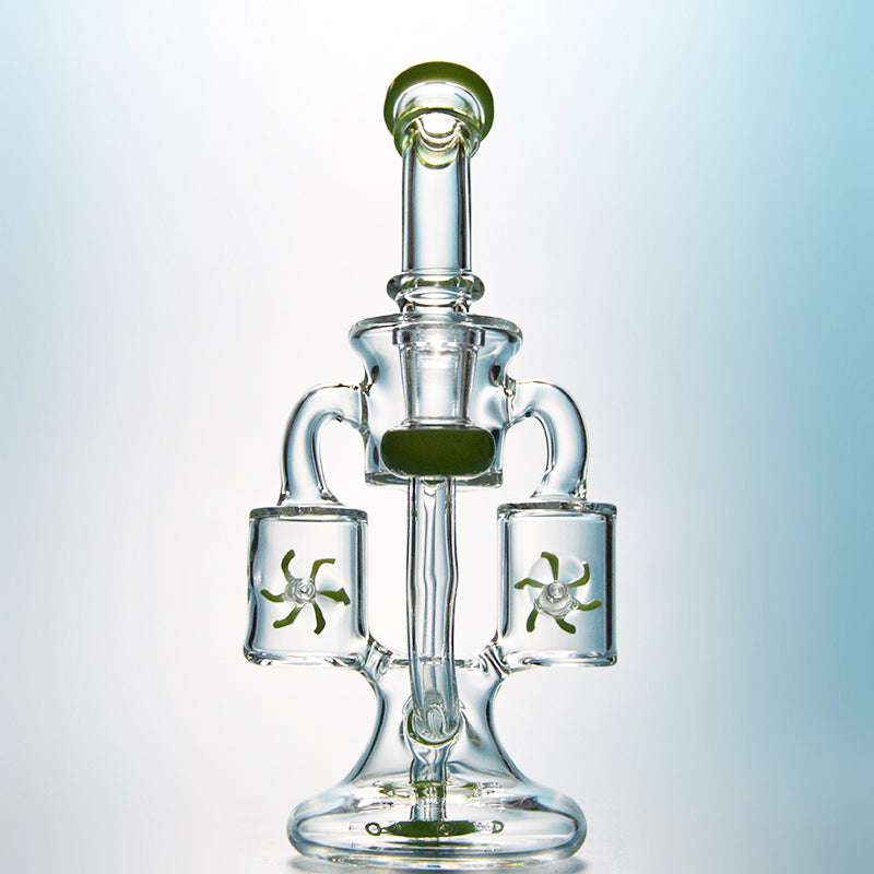 9" Deluxe Glass Dab Rigs [2-Square Design] | Water Bong Pipes - V-Station Store