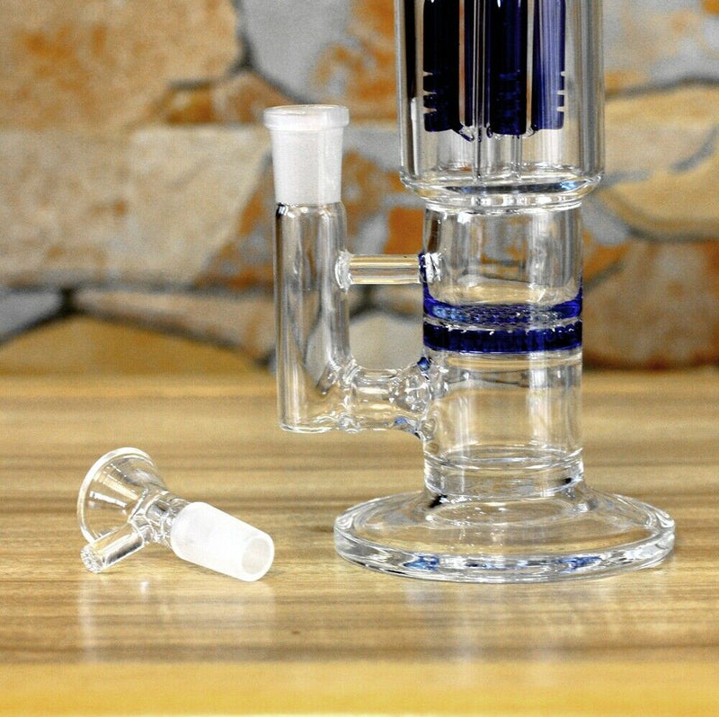11" Glass Dab Rigs / Straight Bong With Perc. (Blue Deluxe) | Water Pipes - V-Station Store