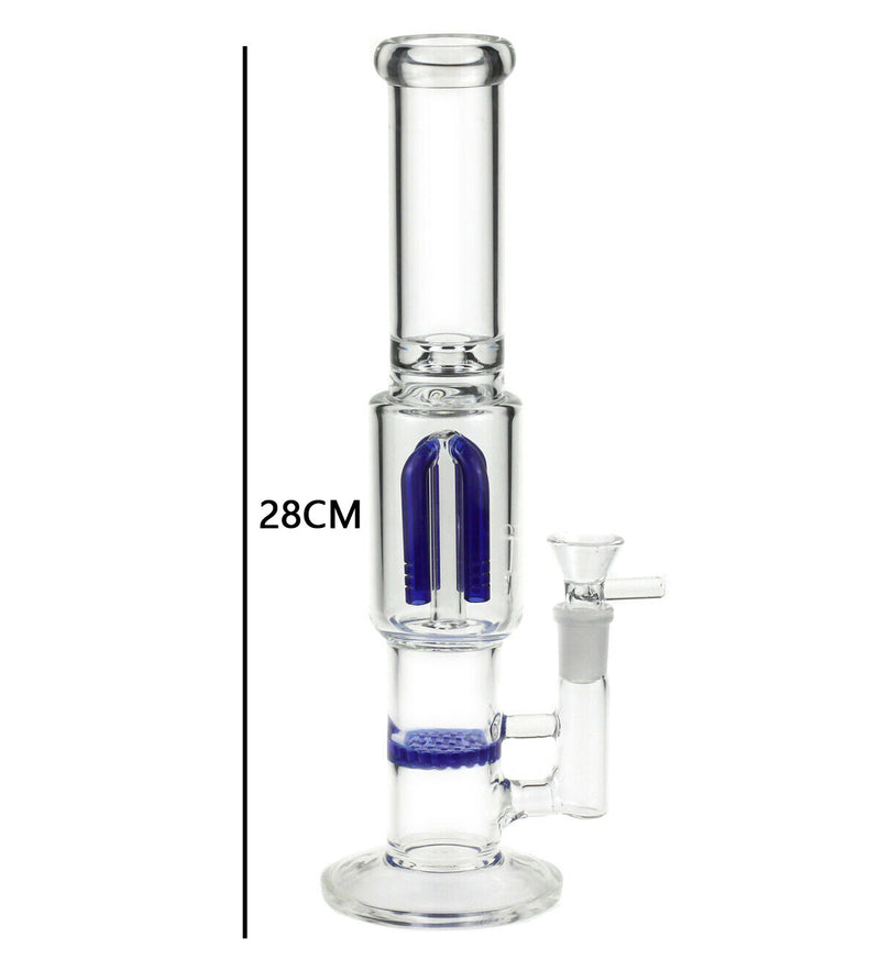 Glass Dab Rigs, Water Pipes, Bongs 11" Glass Dab Rigs / Straight Bong With Perc. (Blue Deluxe) | Water Pipes