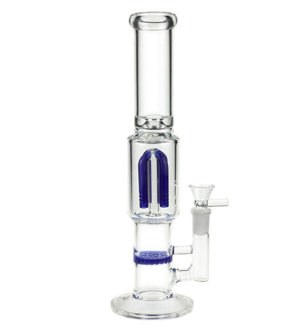 Glass Dab Rigs, Water Pipes, Bongs 11" Glass Dab Rigs / Straight Bong With Perc. (Blue Deluxe) | Water Pipes