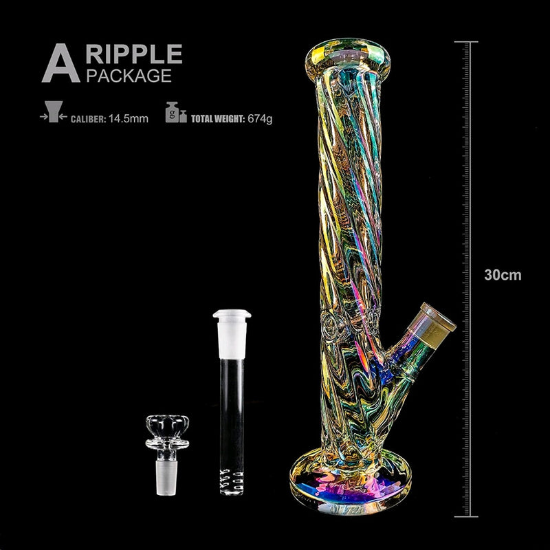 12″ Straight Glass Dab Rigs [Rainbow Style] | Water Bong Pipes - V-Station Store