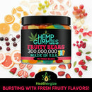 Premium Hemp Gummies: 90 Fresh Sweets | 300.000.000 | Made In USA