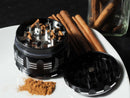 4-Layer Flower Herb Mill Grinder | Black W/ White Lines