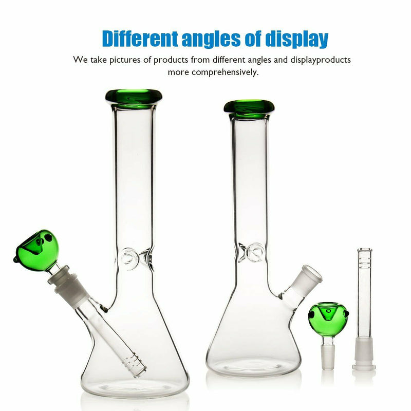 13″ Glass Dab Rigs | Beaker Bongs Water Pipes (Clear & Green) - V-Station Store
