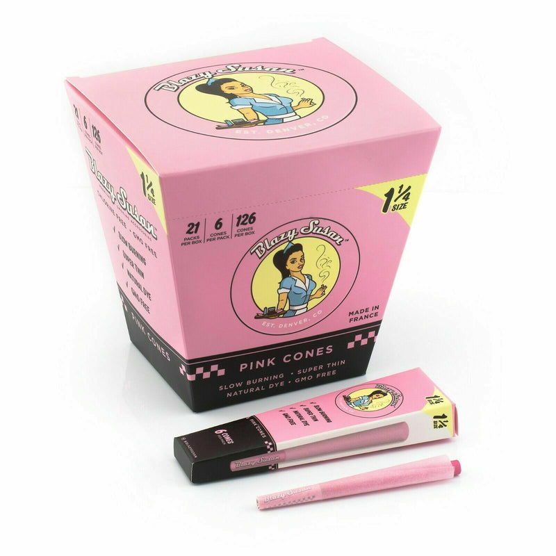 Blazy Susan Pink Rolling/Pre-Rolled Cones 1-¼ Size Blazy Susan Pink Rolling/Pre-Rolled Cones | 78-mm