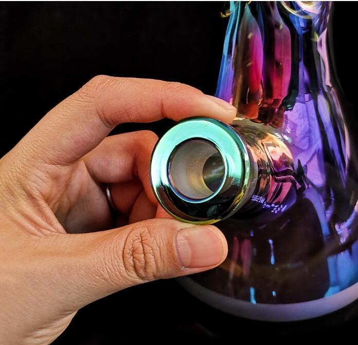 12″ Glass Dab Rigs | Water Beaker Bong With Perc. (Metallic Rainbow) - V-Station Store