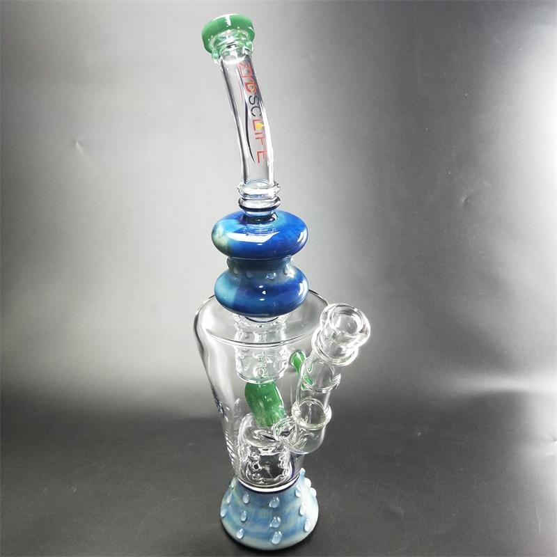 14″ Straight Glass Dab Rigs W/Color Edge Oil Rigs | Thick Water Bong Pipes - V-Station Store