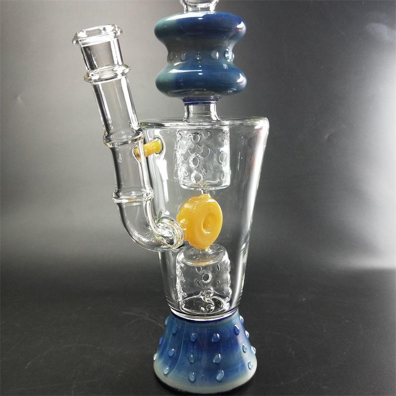14″ Straight Glass Dab Rigs W/Color Edge Oil Rigs | Thick Water Bong Pipes - V-Station Store